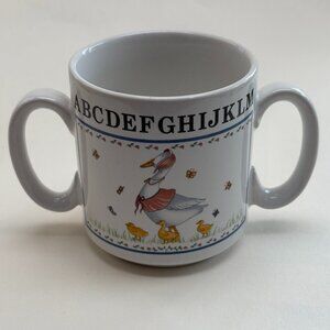 Vintage Ceramic ABC's + Mother Goose Double Handled Mug